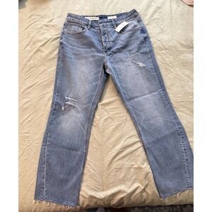NWT Pilcro by Anthropologie Distressed Straight Denim Blue Medium Wash size 30